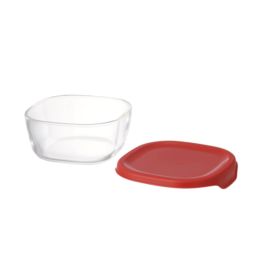 Heat-resistant glass storage container set, red (2 S, 1 M)