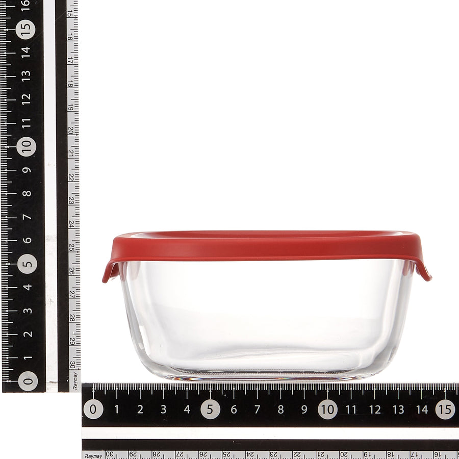 Heat-resistant glass storage container set, red (2 S, 1 M)