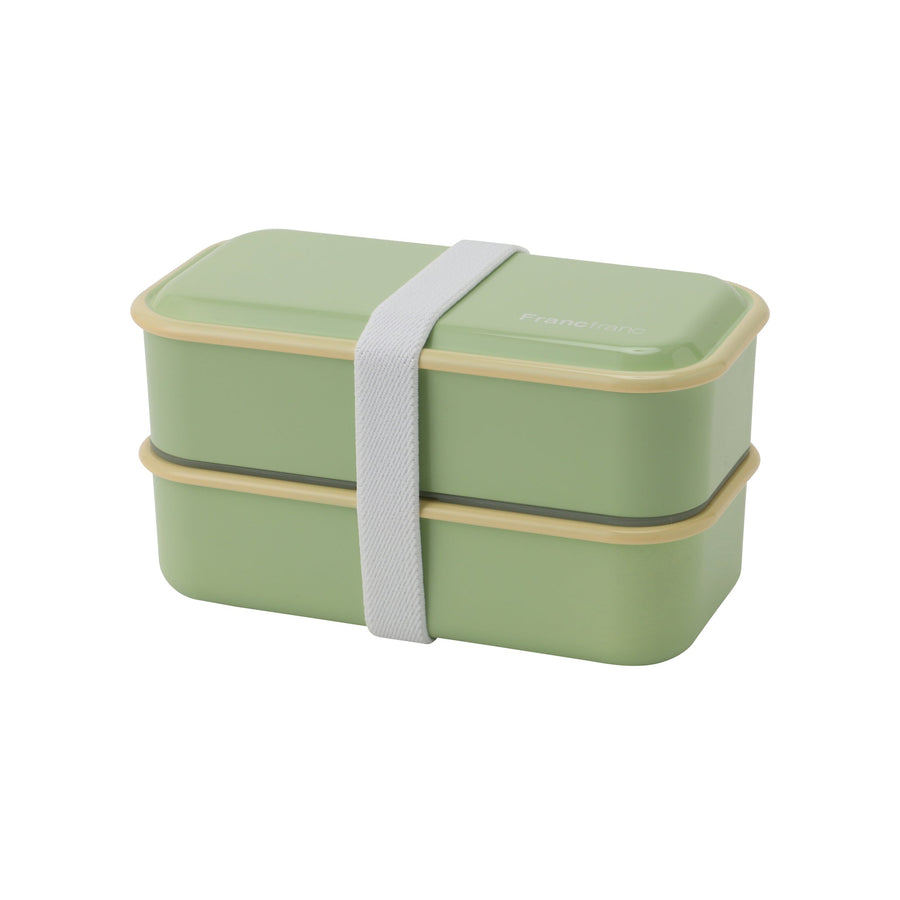 Square Lunch Box, 2 Tiers, Green