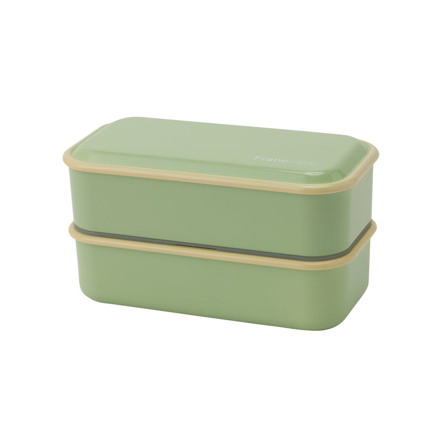 Square Lunch Box, 2 Tiers, Green