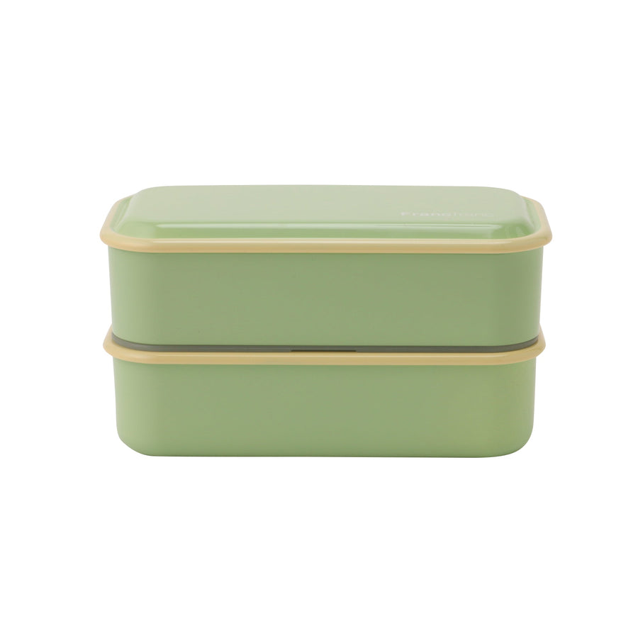 Square Lunch Box, 2 Tiers, Green