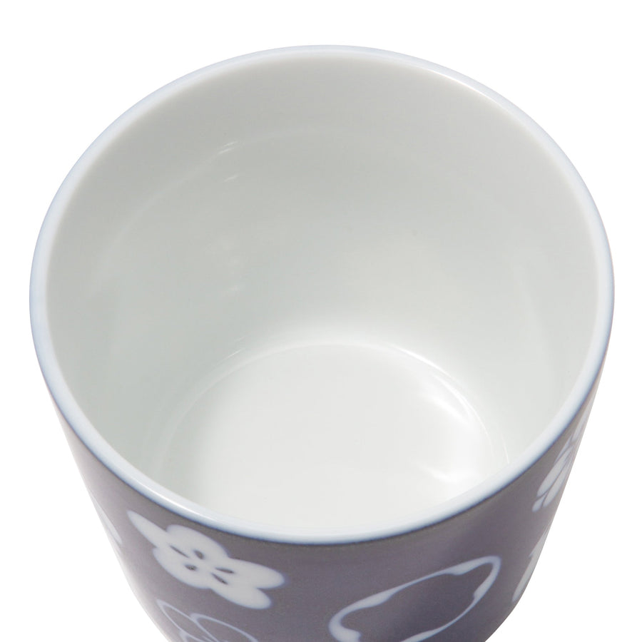 Mino ware soba cup, white porcelain plum and chidori pattern