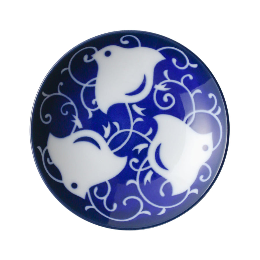 Mino ware condiment plate, arabesque pattern