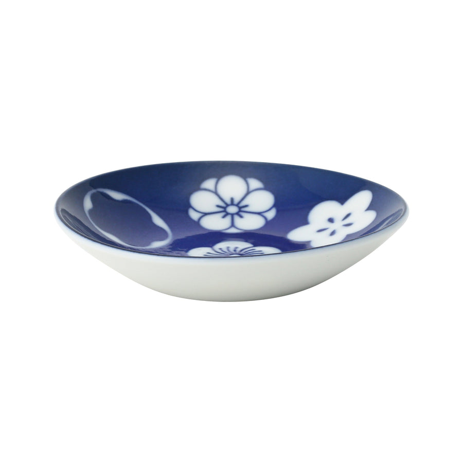 Mino ware condiment plate, plum and chidori