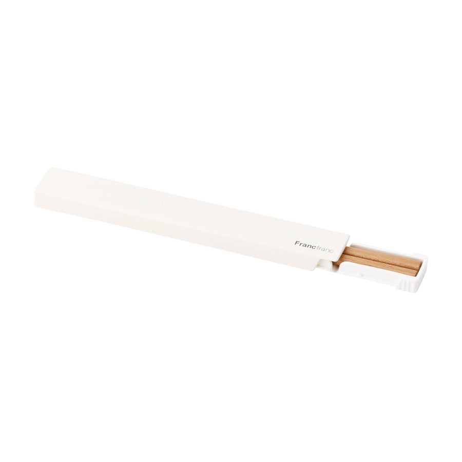 Square chopstick case set, white