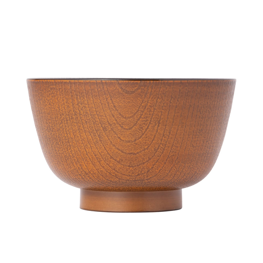 Yamanaka-nuri Kyoto-style Zelkova wood grain soup bowl, brown