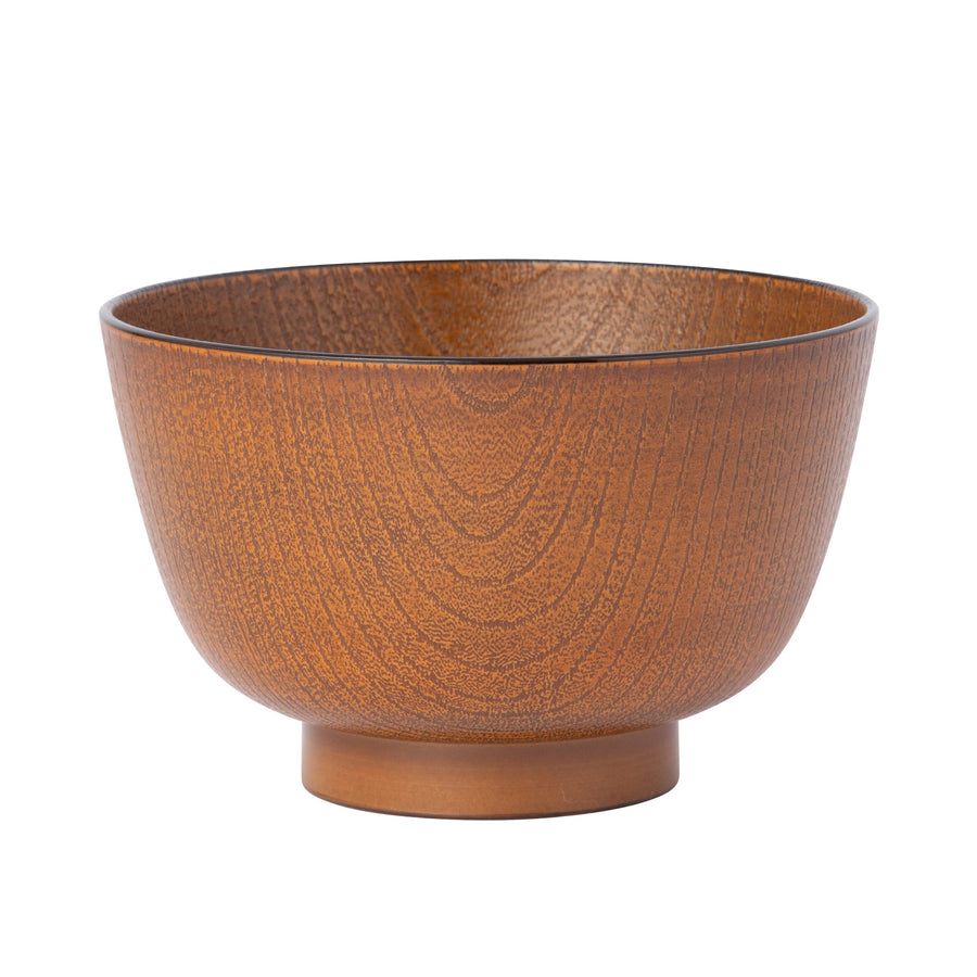 Yamanaka-nuri Kyoto-style Zelkova wood grain soup bowl, brown