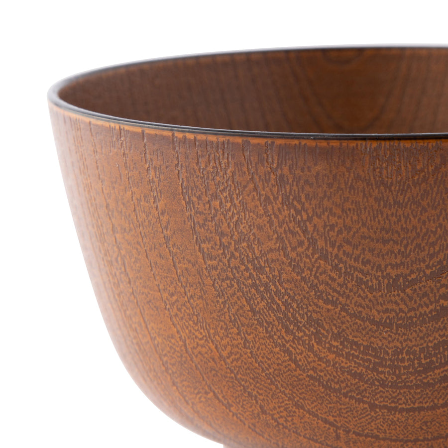 Yamanaka-nuri Kyoto-style Zelkova wood grain soup bowl, brown