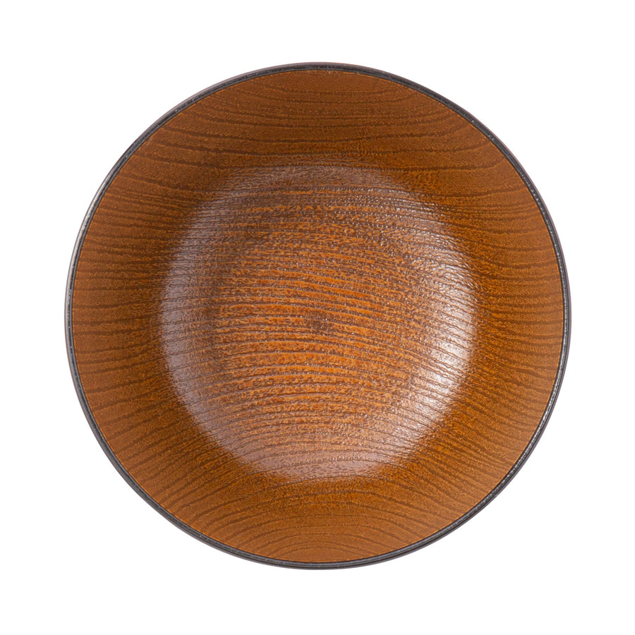 Yamanaka-nuri Kyoto-style Zelkova wood grain soup bowl, brown