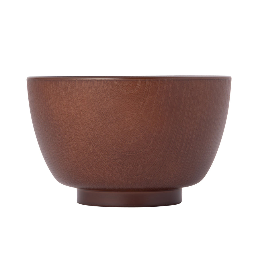 Yamanaka-nuri Koma-gata woodgrain soup bowl, dark brown