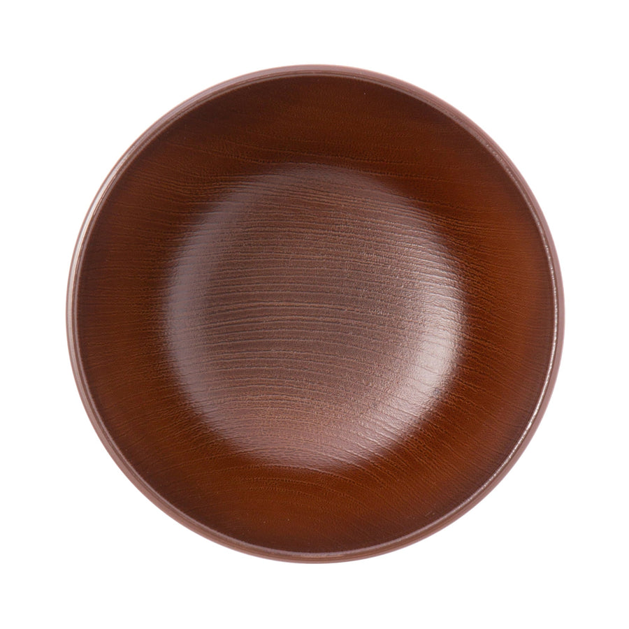 Yamanaka-nuri Koma-gata woodgrain soup bowl, dark brown