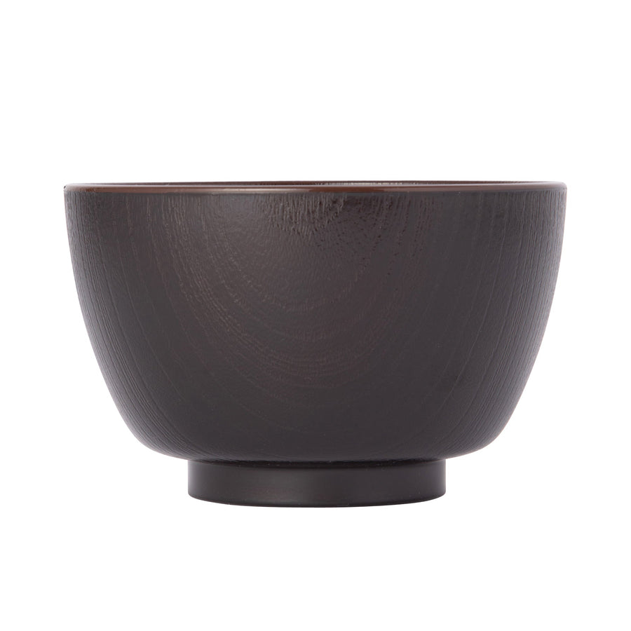 Yamanaka Lacquer Koma-gata Woodgrain Soup Bowl Black