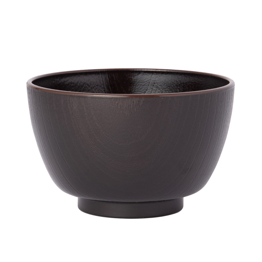 Yamanaka Lacquer Koma-gata Woodgrain Soup Bowl Black