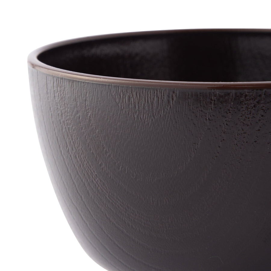 Yamanaka Lacquer Koma-gata Woodgrain Soup Bowl Black