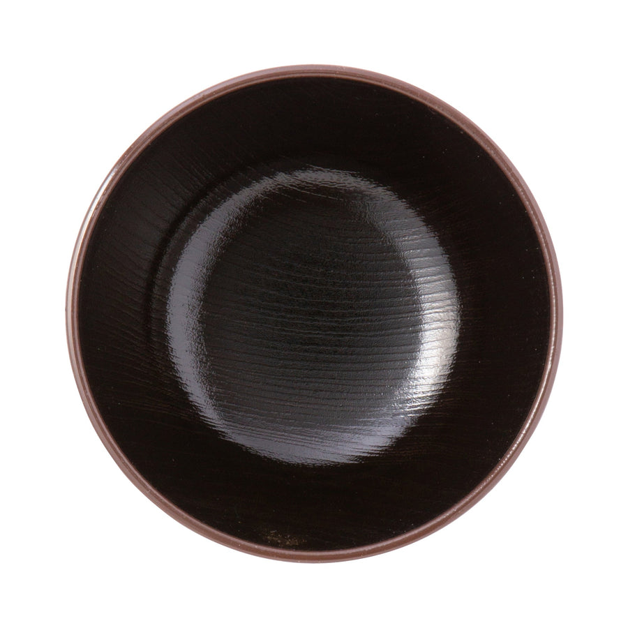 Yamanaka Lacquer Koma-gata Woodgrain Soup Bowl Black