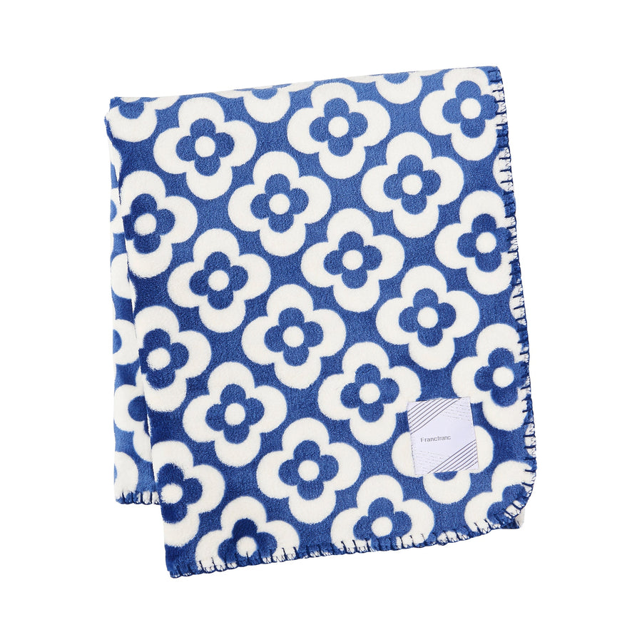 Flower reversible blanket S (lap blanket) 1200 x 700 Blue