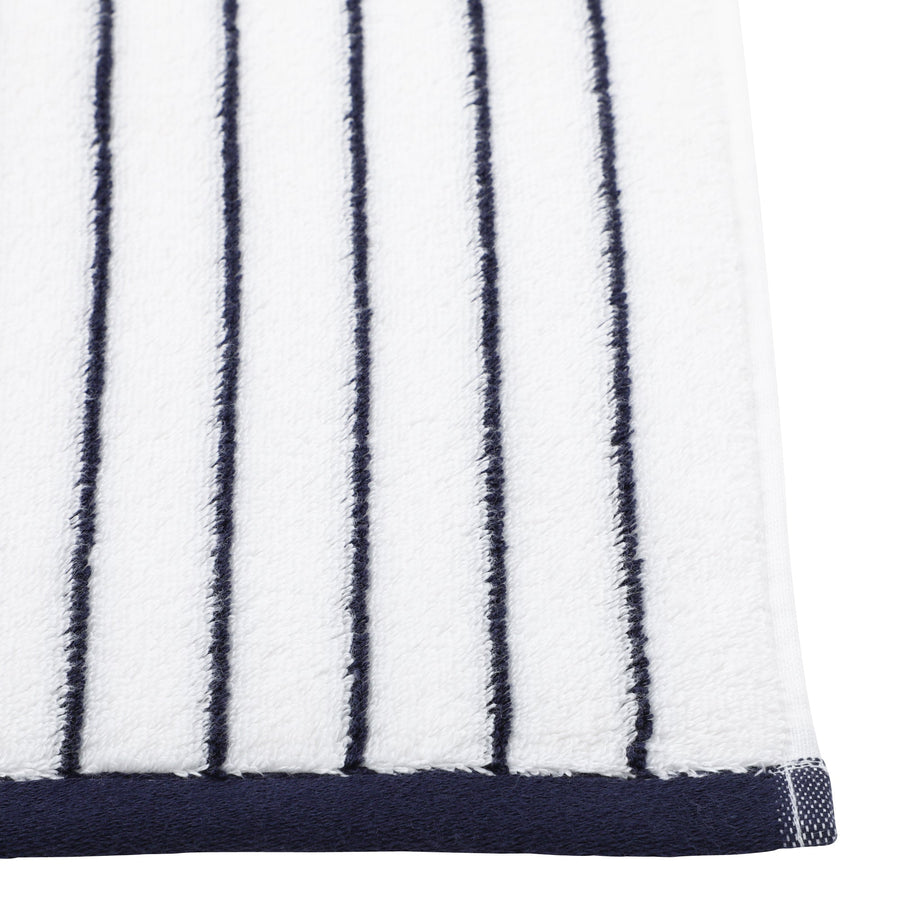 Antibacterial Soft Striped Face Towel, Navy