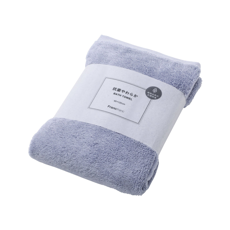 Antibacterial soft bath towel, light blue