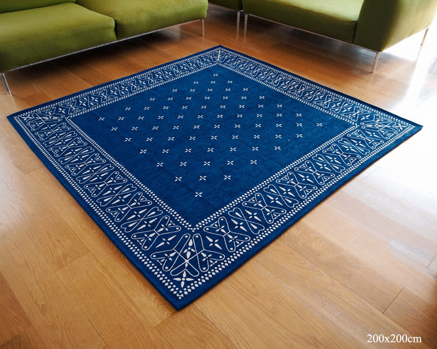 Cross Bandana Rug Navy クロスバンダナラグ ネイビー 200×200cm