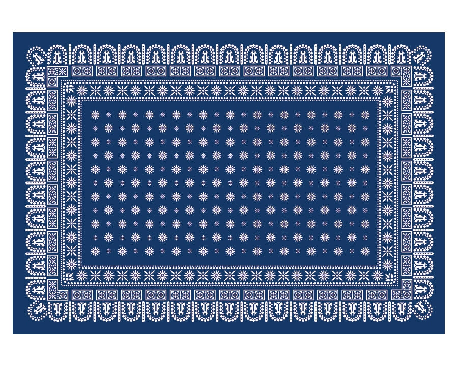Flower Bandana Rug Navy フラワーバンダナラグ ネイビー 160×120cm