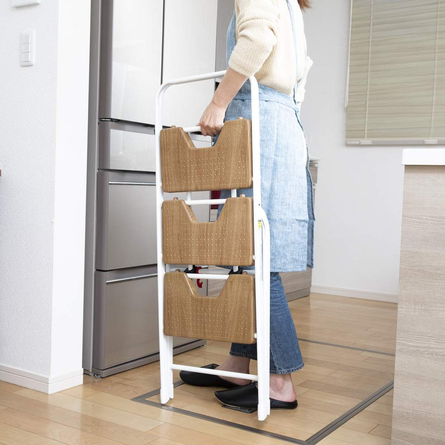 Oak White Folding Steps, 3 Steps