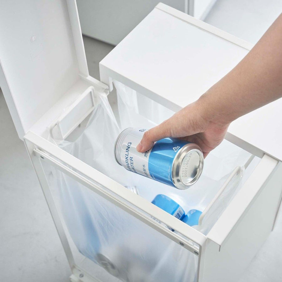 Tower lidded blindfolded trash cart with 2 compartments