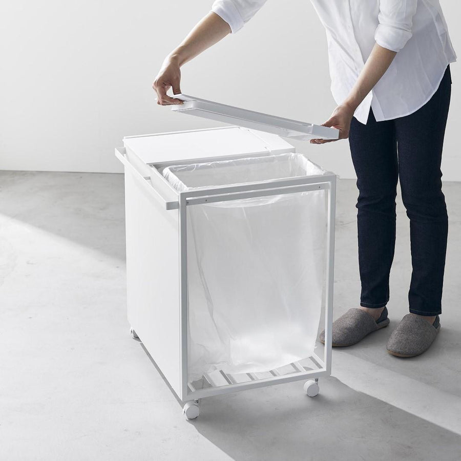 Tower 45L lidded blindfolded trash cart with 2 compartments