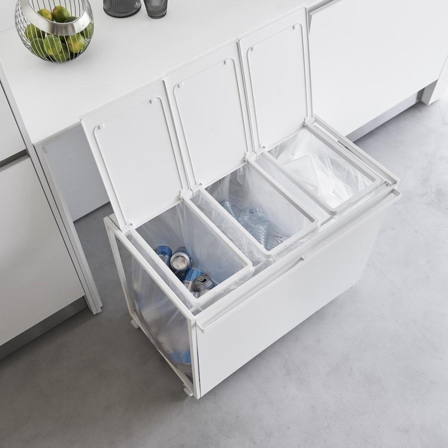 Tower 45L lidded, privacy-protected trash cart with 3 compartments