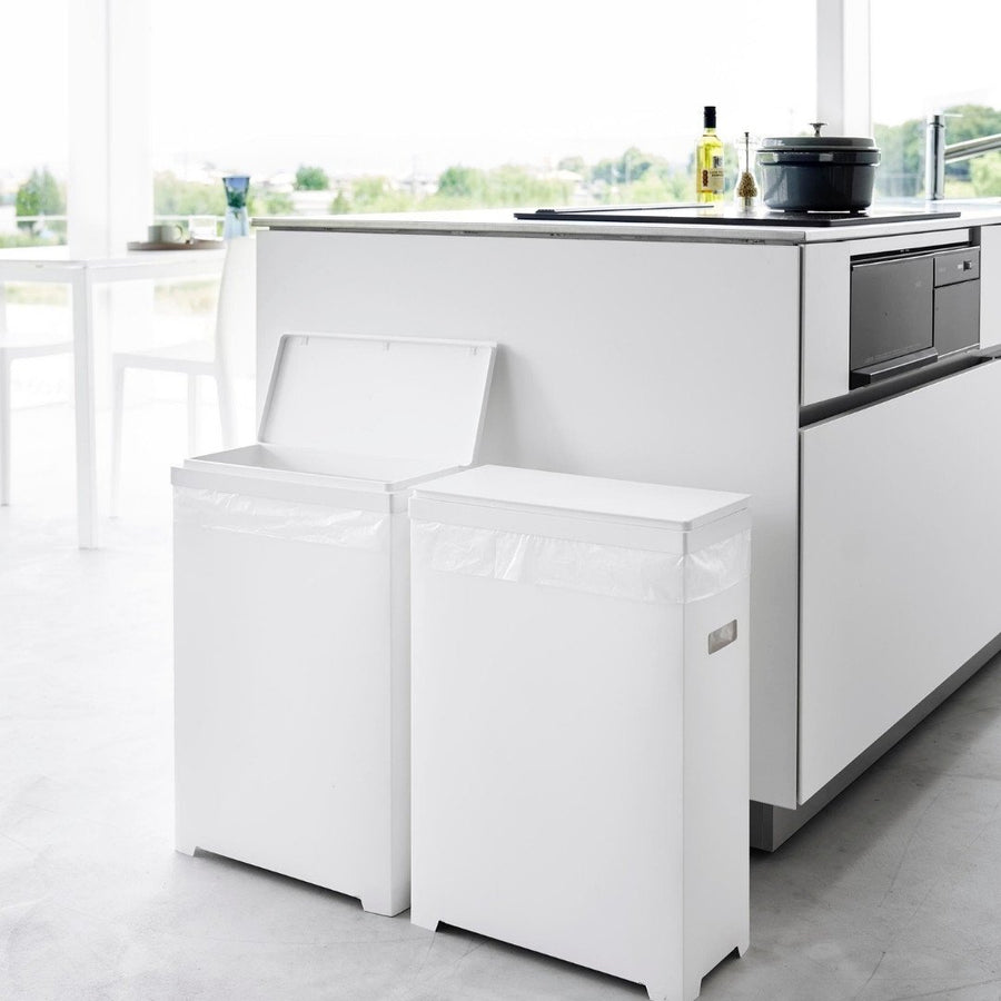 Tower Slim Trash Can with Lid, Side-Opening Type