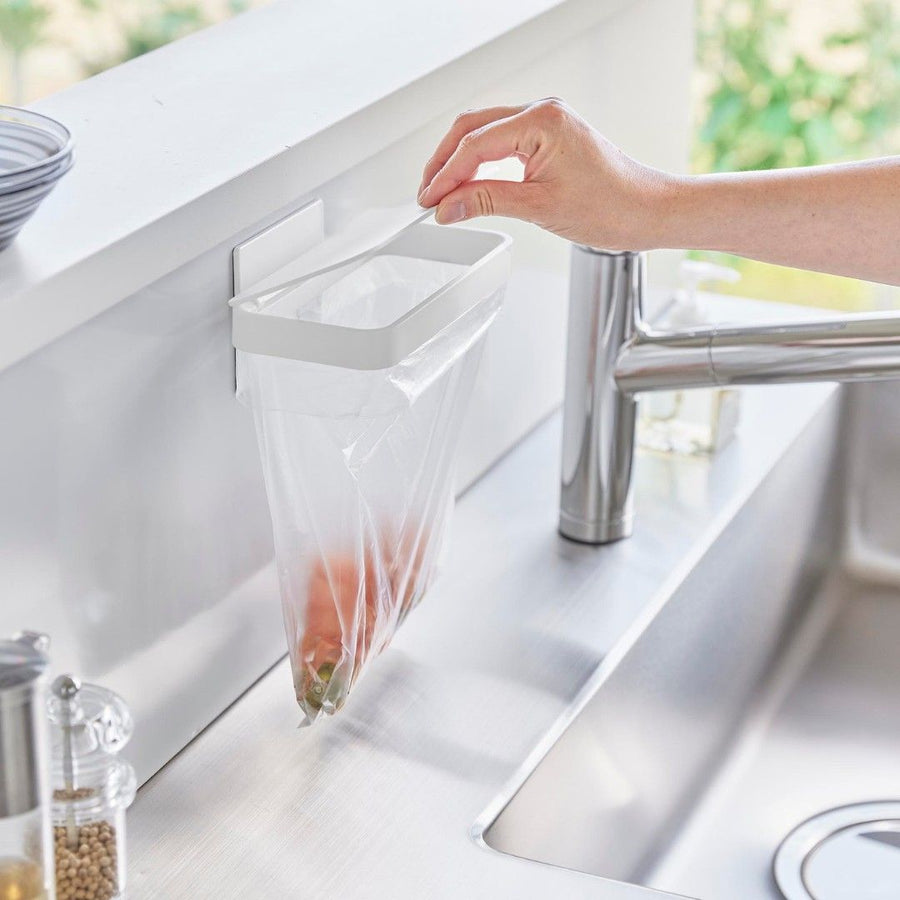tower magnetic plastic bag holder with lid