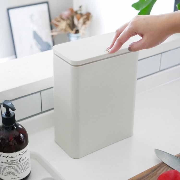 Tubelor Medium Flap Sealed Sanitary Trash Can, Sand White