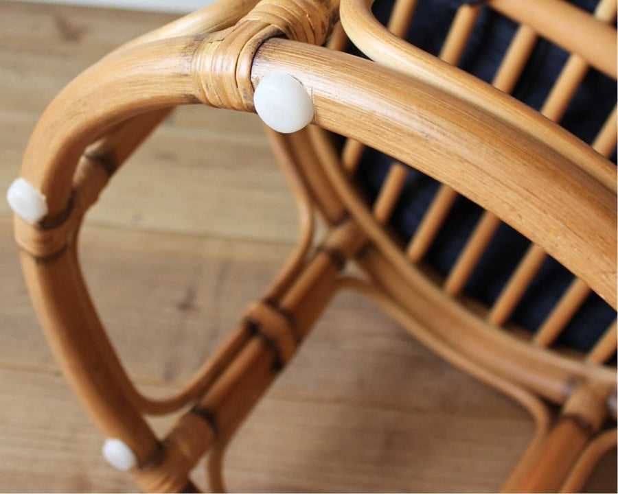 WICKER EASY CHAIR / STOOL NAVY ウィッカーイージーチェア/スツール ネイビー