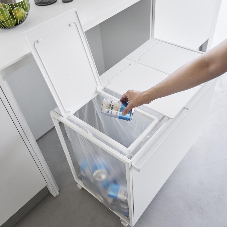 Tower 45L lidded, privacy-protected trash cart with 3 compartments