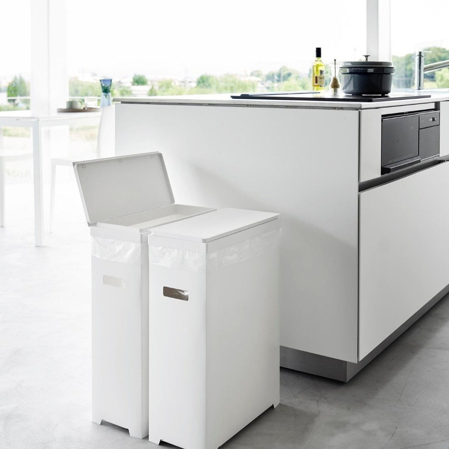 Tower Slim Trash Can with Lid, Side-Opening Type