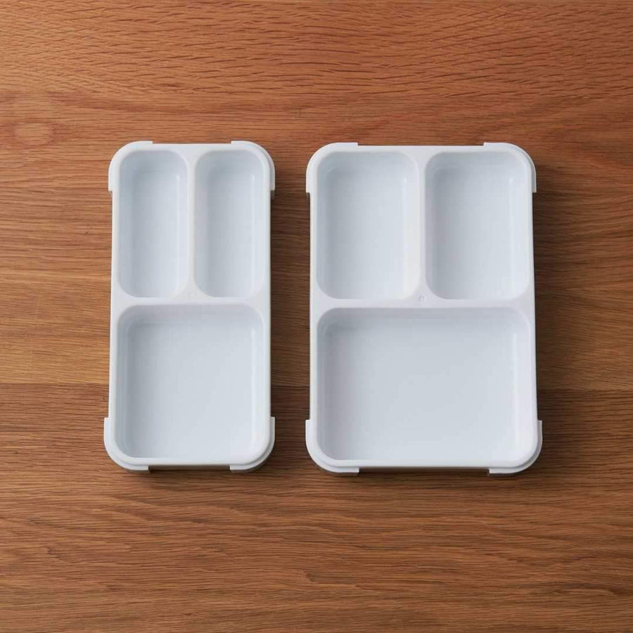 FOODMAN Antibacterial Slim Bento Box (400ml), Case, and Chopsticks (3-Piece Set) Light Gray