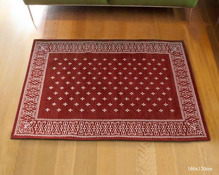 Cross Bandana Rug Burgundy クロスバンダナラグ バーガンディ 140×100cm