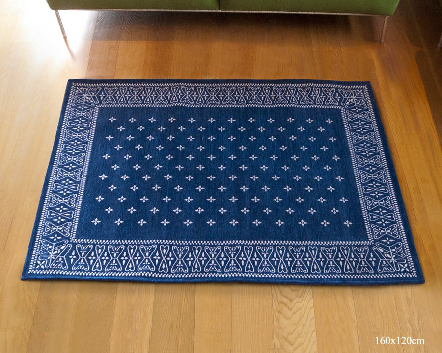 Cross Bandana Rug Navy クロスバンダナラグ ネイビー 200×200cm