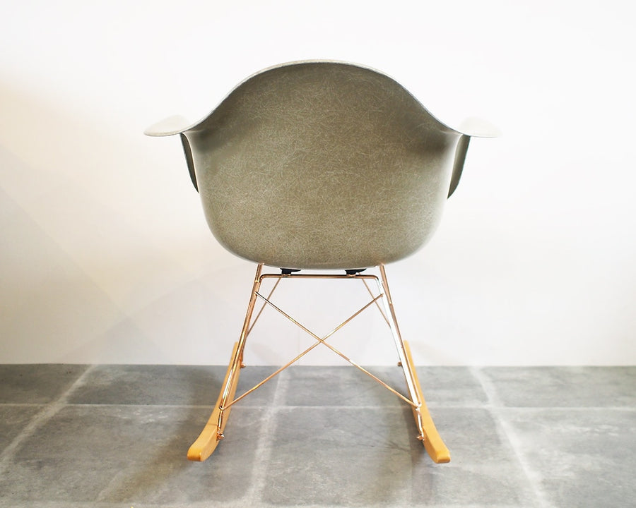 GS Fiberglass Arm Shell Rocker Chair by Modernica Pebble