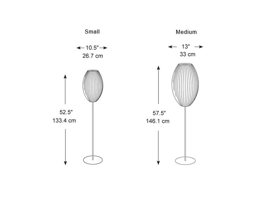 NELSON BUBBLE LAMP CIGAR LOTUS FLOOR Steel S