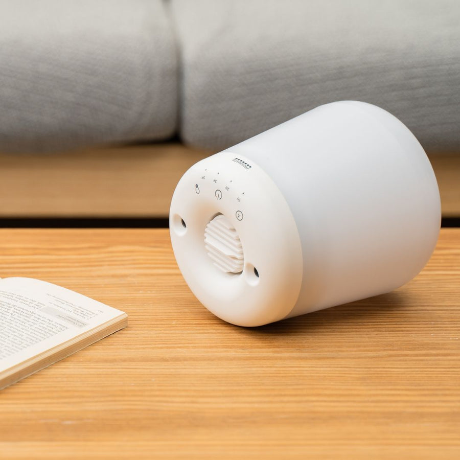 Cordless top-fill humidifier with dual mist function that prevents water spills even if it falls over