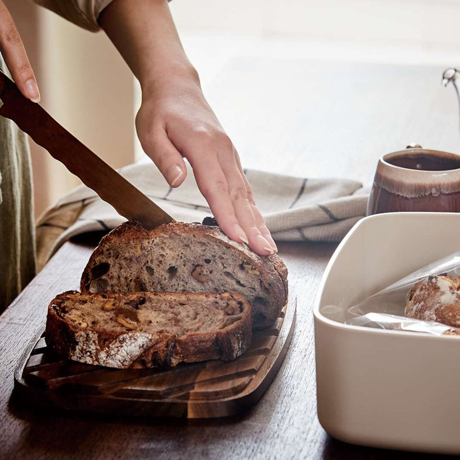 Sliding rack toaster and bread case set