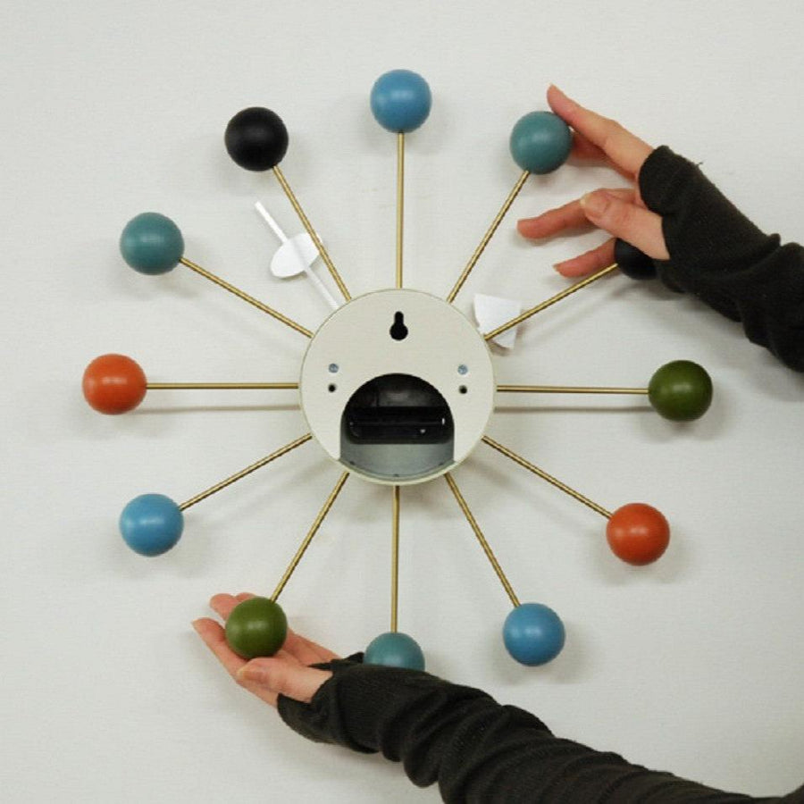 Pop Design Wood Ball Steel Needle Wall Clock