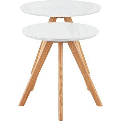 Nesting tables (oak 3 ceramic set of 2)