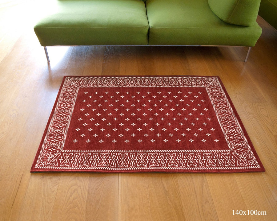 Cross Bandana Rug Burgundy クロスバンダナラグ バーガンディ 140×100cm
