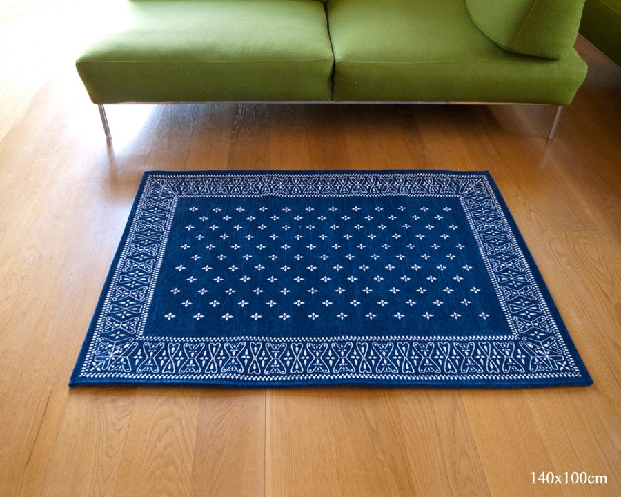 Cross Bandana Rug Navy クロスバンダナラグ ネイビー 200×200cm
