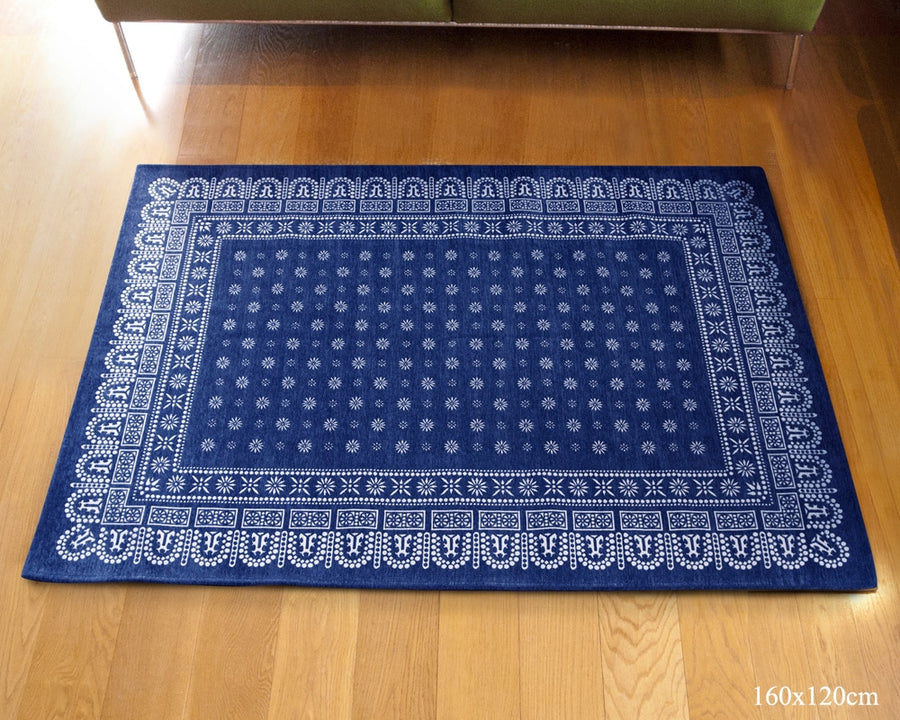 Flower Bandana Rug Navy フラワーバンダナラグ ネイビー 160×120cm