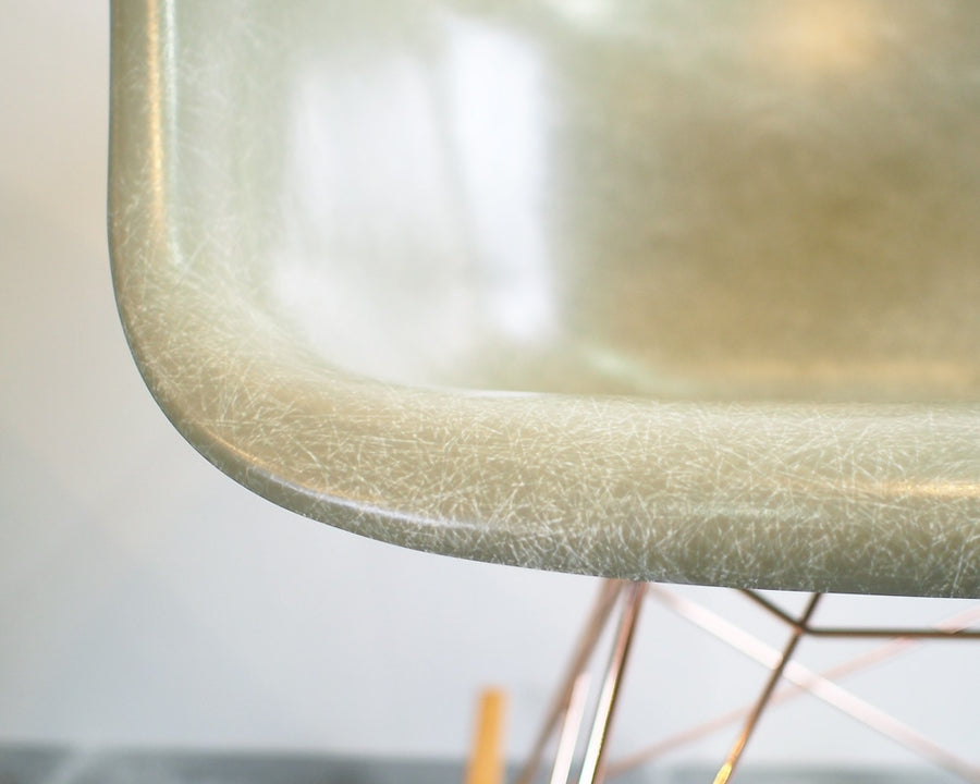 GS Fiberglass Arm Shell Rocker Chair by Modernica Pebble