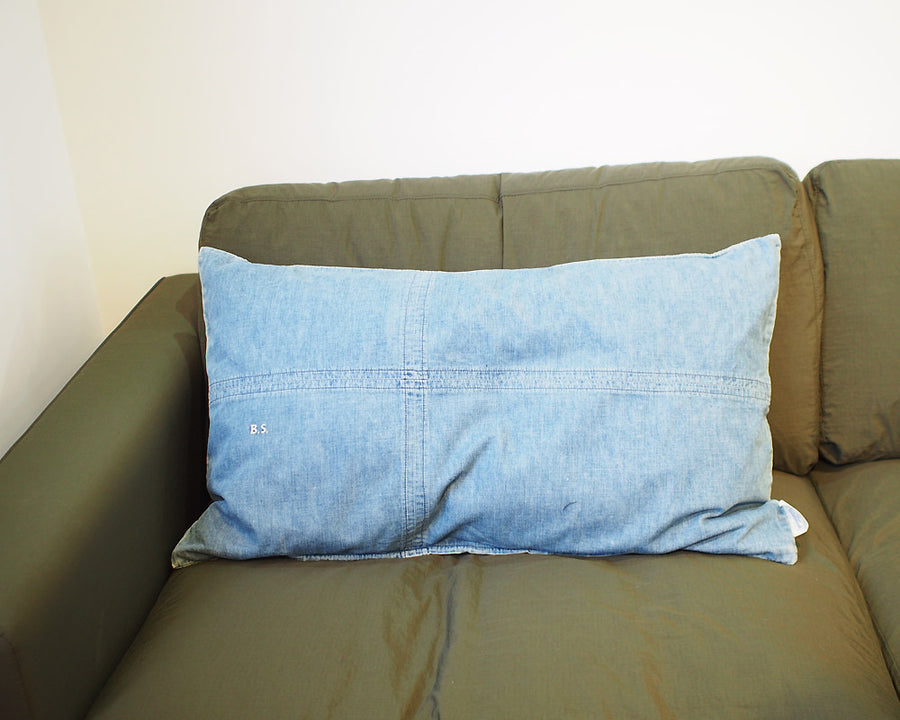 Grandad Check Long Feather Cushion Denim ロングフェザークッション デニム
