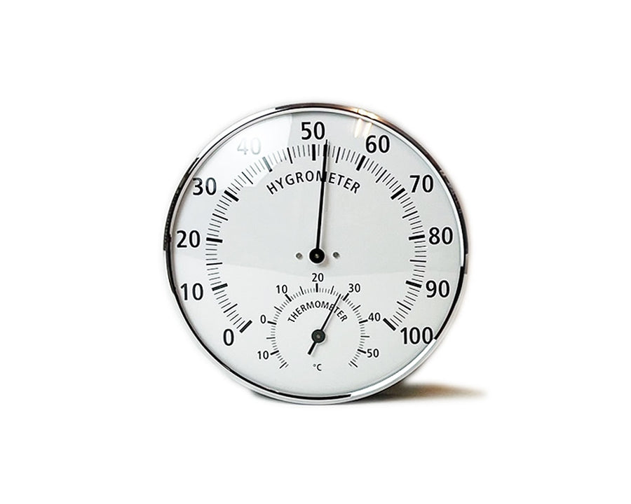 Analogue thermo-hygrometer with metal ring thermohygrometer