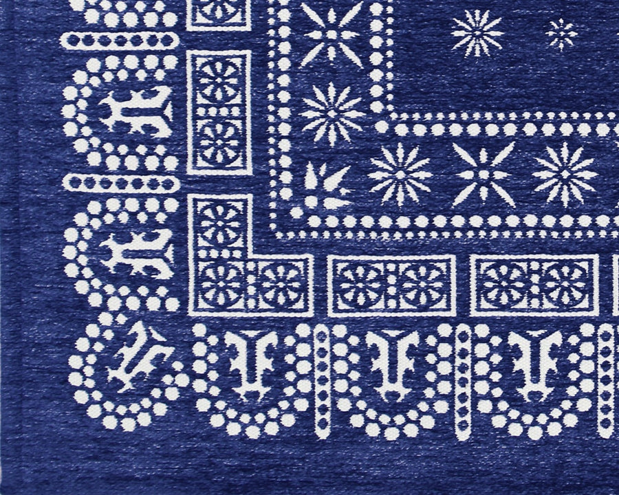 Flower Bandana Rug Navy フラワーバンダナラグ ネイビー 160×120cm